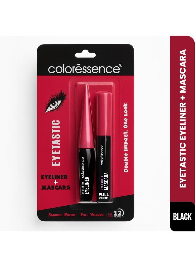 Coloressence Eyetastic Eyeliner, Mascara Combo Set | Smudge Proof | Lasts Upto 12hrs | Waterproof | Full Volumizing | Double Impact, One Look - Image 2